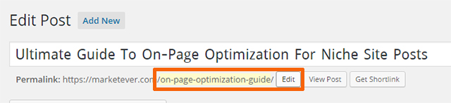 On Page Optimization URL