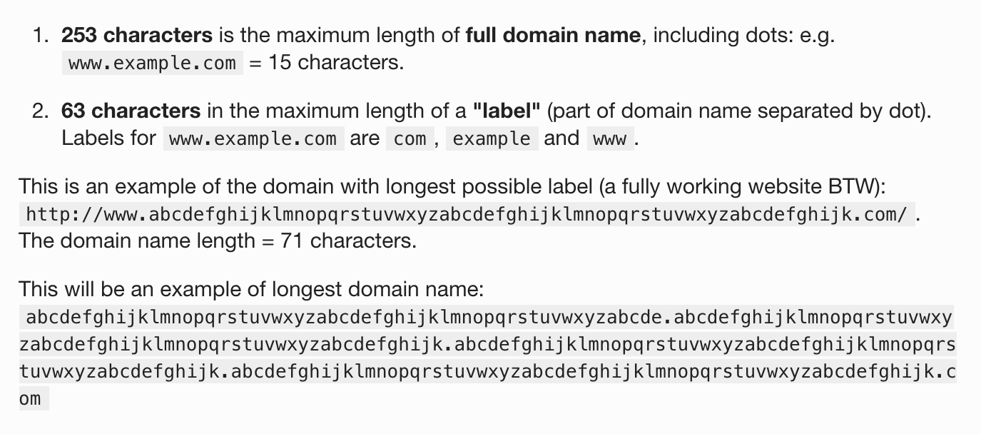 Domain Name Maximum Length